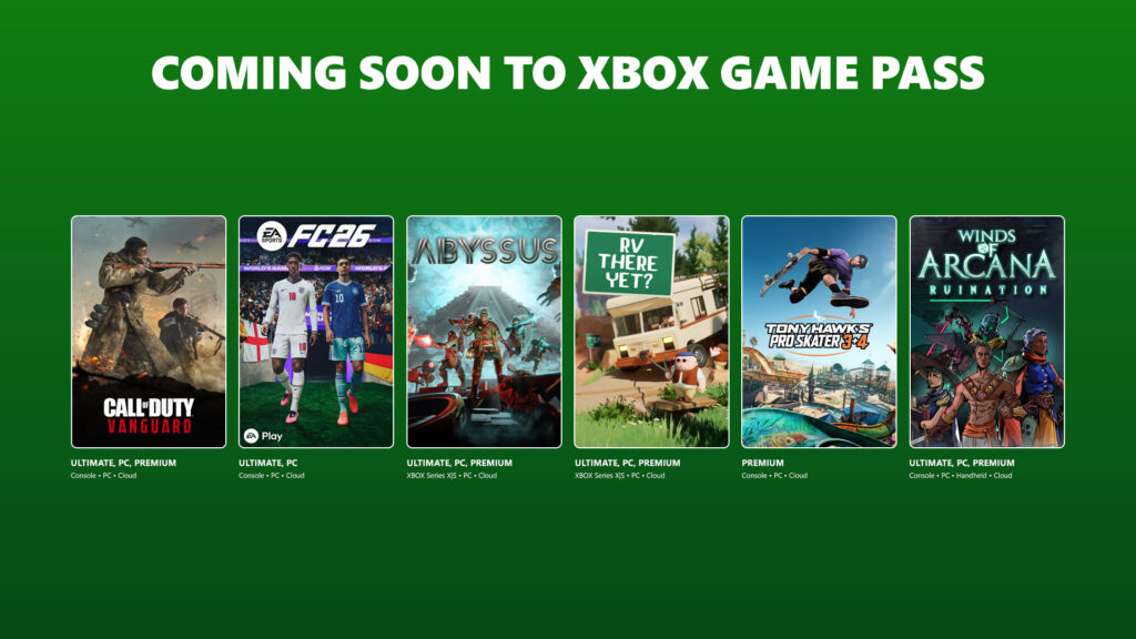 Coming to XBOX Game Pass: EA Sports FC 26, RV There Yet?, Winds of Arcana: Ruination, and More